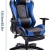 41uxixTCqL._AC_.jpg Blackpoolal Gaming Chair Chaise de bureau avec repose-pieds, chaise de bureau pivotante avec appuie-tête, coussin lombaire réglable en hauteur, ergonomique, capacité de charge 150 kg (Blue)