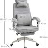 41yipfD7jBL._AC_.jpg Fauteuil de bureau grand confort dossier réglable repose-pied roulettes 360° lin 61 x 57 x 127 cm gris