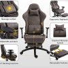 51BuW4pfVL._AC_.jpg Dowinx Chaise Gaming Ergonomique Style de Course avec Support et Coussin de Massage Lombaire Fauteuil de Bureau pour Ordinateur en Cuir Polyuréthane avec Repose-Pieds Rétractable Marron