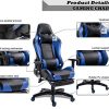 511sviu-jcL._AC_.jpg Blackpoolal Gaming Chair Chaise de bureau avec repose-pieds, chaise de bureau pivotante avec appuie-tête, coussin lombaire réglable en hauteur, ergonomique, capacité de charge 150 kg (Blue)