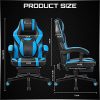 511x8YR1nvL._AC_.jpg BASETBL Chaise Gaming, Fauteuil Gamer, Chaise de Course Ergonomique, Fauteuil PC Professionnel, Dossier Inclinable, avec Repose-Pied, Appui-Tête, Support Lombaire, Siège de Bureau en PU, Bleu et Noir