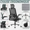 5123oM36TS._AC_.jpg Chaise de Bureau EPLUS LIVING, Fauteuil Bureau Ergonomique avec Dossier Respirante Réglable,Coussin Elastique Imperméable,Accoudoirs Relevables,Appui-tête,Support Lombaire Piètement en Acier Rigide