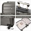 513BmnR9dNL._AC_.jpg Aerolite ABS Bagage Cabine Bagage à Main Valise Rigide Légere à 4 roulettes, pour Ryanair, Easyjet, Air France et Plus, Set de 2 Valises, Gris Foncé