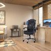 513SRJdA8L._AC_.jpg SONGMICS Fauteuil de Bureau, Large Assise rembourrée, avec Appui-tête, Hauteur réglable, Ergonomique, Noir OBG57B