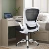 516qAxBXsfL._AC_.jpg Komene Chaise de Bureau Ergonomique Fauteuil de Ordinateur Portable Avec Accoudoir Rabattable Chaise Pivotante avec Accoudoirs Ajustables et Support Lombaire Réglable en Blanc.