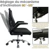 517Vk0zlvHL._AC_.jpg Chaise de Bureau avec Dossier Rabattables,Fauteuil de Bureau avec Accoudoirs Rabattables,Hauteur Réglable, Pivotant à 360°, Siège Pivotant Respirante