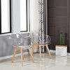 EGGREE Lot de 2 Chaises de Salle à Manger Chaises Transparent Scandinave Fauteuil de Salon avec Jambe de Bois de Hêtre Massif