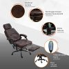 517k2HguOaL._AC_.jpg Fauteuil de bureau massant avec repose-pieds amovible - 65,5L x 50l x 120,5-128,5H cm - marron