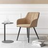 518l-6YHL3L._AC_.jpg OFCASA Lot de 2 Chaises de Salle à Manger avec Accoudoirs Chaise de Cuisine Rembourrée en Faux Cuir Pieds en Métal pour Le Salon Beige