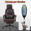 51BC9s8xNiL._AC_.jpg Fauteuil de bureau massant avec repose-pieds amovible - 65,5L x 50l x 120,5-128,5H cm - marron