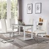 51CyRCvnQkL._AC_.jpg Yaheetech 4 Chaises de Salle à Manger Cuisine Siège Plus épais de 7 cm Piètement Acier Chromé Revêtement Similicuir 47cm de Hauteur Assise Blanche