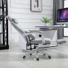 51DXYAVOUyL._AC_.jpg Fauteuil de bureau grand confort dossier réglable repose-pied roulettes 360° lin 61 x 57 x 127 cm gris