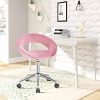 51GlBaOH-CL._AC_.jpg WOLTU BS100rs,1 Chaise de Bureau Tabouret Roulant avec Velours Assise,Tabouret de Travail Fauteuil de Bureau pivotant et réglable,Rose