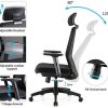 SIHOO Chaise de Bureau à Domicile, Fauteuil de Bureau avec Support Lombaire et accoudoirs réglables, Dossier en Maille Respirant Confortable et siège rembourré (Noir)