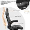 51JjFqtmQS._AC_.jpg BASETBL Chaise de Bureau, Fauteuil Bureau Pivotante Ergonomique, Chaise Gaming en Cuir PU avec Accoudoir Rabattable, Hauteur Réglable (Noir)