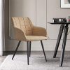 51K5fRmmjLL._AC_.jpg OFCASA Lot de 2 Chaises de Salle à Manger avec Accoudoirs Chaise de Cuisine Rembourrée en Faux Cuir Pieds en Métal pour Le Salon Beige