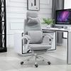 51Mi2UBXGyL._AC_.jpg Fauteuil de bureau grand confort dossier réglable repose-pied roulettes 360° lin 61 x 57 x 127 cm gris
