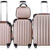 Set de 4 valises rigides M/L/XL et Vanity Rose-Or Coque ABS Ensemble Bagages - Pieds antidérapants 2 poignées 4 roulettes Compartiments - Malle Voyage