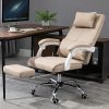 51Nm9jrFKmL._AC_.jpg Fauteuil de bureau manager grand confort repose-pied tétière intégrés dossier inclinable lin beige