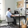 51Q00slQeL._AC_.jpg SONGMICS Fauteuil de bureau, Chaise pivotante confortable, Siège ergonomique, réglable en hauteur, charge 120 kg, cadre enacier, tissu imitation lin, pour bureau, Gris OBG019G01