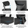 51R5WcbBdnL._AC_.jpg WeValley Chaise de Bureau Ergonomique, Fauteuil de Pivotant en Maille Avoir Soutien Lombaire et Accoudoir Réglable, Capacité Maximal de 180 KG Noir