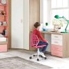 LeMonde Carnation - Siege Chaise de Bureau Enfant en Tissu Dactylo en Tissu Ajustable avec roulettes Rose