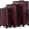 FERGÉ Set 3 valises rigides à 4 roulettes Marseille Ensemble de Bagages (XL, M, 55 cm) Trolley Voyage Rouge