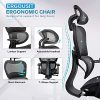51TaavrSeHS._AC_.jpg Komene Chaise de Bureau Ergonomique, Fauteuil de Bureau reglable, Pivotante 360 ° Siège de Bureau, avec Dossier en Maille Respirante, Appui-tête et Accoudoir Réglable, Noir