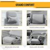 51VAsj1bXgS._AC_.jpg Fauteuil de bureau grand confort dossier réglable repose-pied roulettes 360° lin 61 x 57 x 127 cm gris