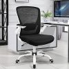 51YD3PBKneL._AC_.jpg Komene Chaise de Bureau Ergonomique Fauteuil de Ordinateur Portable Avec Accoudoir Rabattable Chaise Pivotante avec Accoudoirs Ajustables et Support Lombaire Réglable en Blanc.