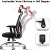 HomeGoGo Chaises de Bureau, Siège d'Ordinateur Ergonomique en Maille pour Maison, Fauteuil Exécutif Réglable Pivotant avec Appui-tête Accoudoir pour Hommes et Femmes, Capacité Charge de 150kg, LJ-301A