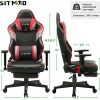 SITMOD Chaise Gaming Fauteuil Gamer Ergonomique Cuir PU Chaise Racing de Jeu avec Repose-Pied Chaises Gaming de Bureau avec Support Lombaire pour Massage Chaises Gamer,Rouge