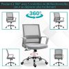 51fzjDk072L._AC_.jpg Fauteuil chaise de bureau ergonomique hauteur réglable pivotante 360° revêtement maille gris