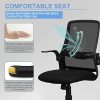 51gjoeaxQ2L._AC_.jpg Komene Chaise de Bureau Confortable Ergonomique avec Pivotant, Fauteuil D'ordinateur en Maille avec Accoudoirs Rabattables Chaise de Conférence avec Roues Noir