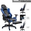 51gyiwVWt1L._AC_.jpg Blackpoolal Gaming Chair Chaise de bureau avec repose-pieds, chaise de bureau pivotante avec appuie-tête, coussin lombaire réglable en hauteur, ergonomique, capacité de charge 150 kg (Blue)