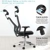 51hrQ6faA2L._AC_.jpg WeValley Chaise de Bureau Ergonomique, Fauteuil de Pivotant en Maille Avoir Soutien Lombaire et Accoudoir Réglable, Capacité Maximal de 180 KG Noir