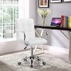Yaheetech Chaise de Bureau Blanche avec Roues Pivotantes en éco-Cuir Fauteuil de Bureau avec Accoudoirs Amovibles pour Chambre Studio Hauteur Réglable
