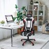 51k5ZMsLEbL._AC_.jpg VADIM Chaise de Bureau Gaming Rouge et Blanche, Chaise Fauteuil de Bureau Racing Sport Ergonomique, Siège Gamer Dossier inclinable à 155°, Hauteur Réglable, PU pour PC Joueur