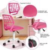 LeMonde Carnation - Siege Chaise de Bureau Enfant en Tissu Dactylo en Tissu Ajustable avec roulettes Rose