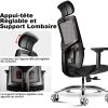 HomeGoGo Chaises de Bureau, Siège d'Ordinateur Ergonomique en Maille pour Maison, Fauteuil Exécutif Réglable Pivotant avec Appui-tête Accoudoir pour Hommes et Femmes, Capacité Charge de 150kg, LJ-301A