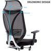 IntimaTe WM Heart Chaise de Bureau en Maille, Siege de Bureau Ergonomique, Fauteuil de Bureau Inclinable, Dossier Haut avec Appui tête et Soutien Lombaire, Accoudoirs Réglable, Noir