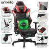 SITMOD Chaise Gaming Fauteuil Gamer Ergonomique Cuir PU Chaise Racing de Jeu avec Repose-Pied Chaises Gaming de Bureau avec Support Lombaire pour Massage Chaises Gamer,Rouge
