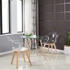 EGGREE Lot de 2 Chaises de Salle à Manger Chaises Transparent Scandinave Fauteuil de Salon avec Jambe de Bois de Hêtre Massif