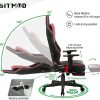 SITMOD Chaise Gaming Fauteuil Gamer Ergonomique Cuir PU Chaise Racing de Jeu avec Repose-Pied Chaises Gaming de Bureau avec Support Lombaire pour Massage Chaises Gamer,Rouge