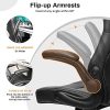 51uKz8JJcS._AC_.jpg BASETBL Chaise de Bureau, Fauteuil Bureau Pivotante Ergonomique, Chaise Gaming en Cuir PU avec Accoudoir Rabattable, Hauteur Réglable (Noir)