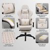 51vf-DZdqtS._AC_.jpg Dowinx Chaise Gaming Ergonomique Fauteuil de Bureau et PC avec Support Lombaire de Massage, Modèle Vantage Siège de Travail en Cuir PU Haut Dossier pivotant réglable avec Repose Pied (Blanc)