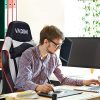 51yweRvEmQL._AC_.jpg VADIM Chaise de Bureau Gaming Rouge et Blanche, Chaise Fauteuil de Bureau Racing Sport Ergonomique, Siège Gamer Dossier inclinable à 155°, Hauteur Réglable, PU pour PC Joueur