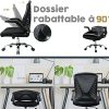 51zeEt9MwjL._AC_.jpg Chaise de Bureau avec Dossier Rabattables,Fauteuil de Bureau avec Accoudoirs Rabattables,Hauteur Réglable, Pivotant à 360°, Siège Pivotant Respirante