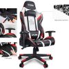 51zjtvwyRrL._AC_.jpg VADIM Chaise de Bureau Gaming Rouge et Blanche, Chaise Fauteuil de Bureau Racing Sport Ergonomique, Siège Gamer Dossier inclinable à 155°, Hauteur Réglable, PU pour PC Joueur