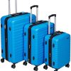 Amazon Basics Valise de voyage à roulettes pivotantes, Bleu clair, Lot de 3 valises (55 cm, 68 cm, 78 cm)